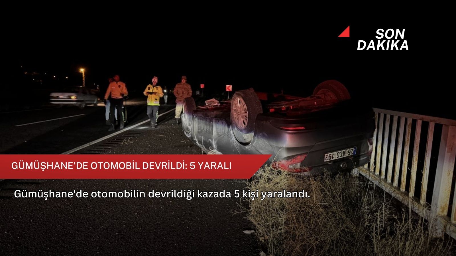 Gümüşhane'de otomobil devrildi: 5 yaralı