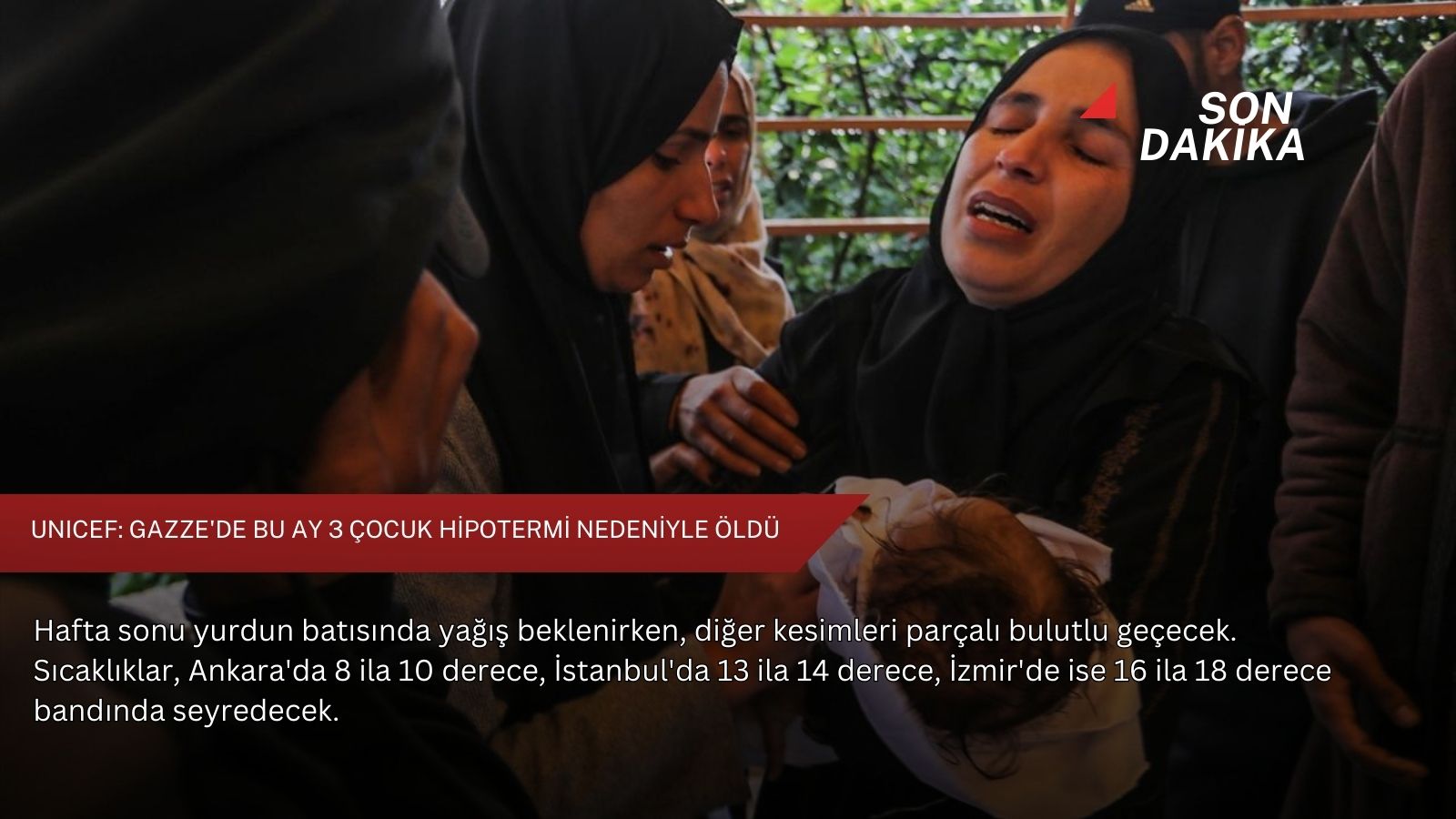 UNICEF: Gazze'de bu ay 3 çocuk hipotermi nedeniyle öldü
