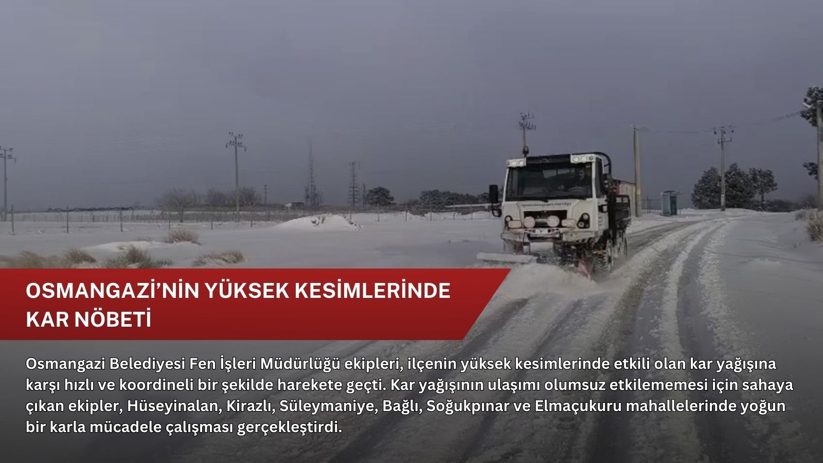 Osmangazi’nin yüksek kesimlerinde kar nöbeti