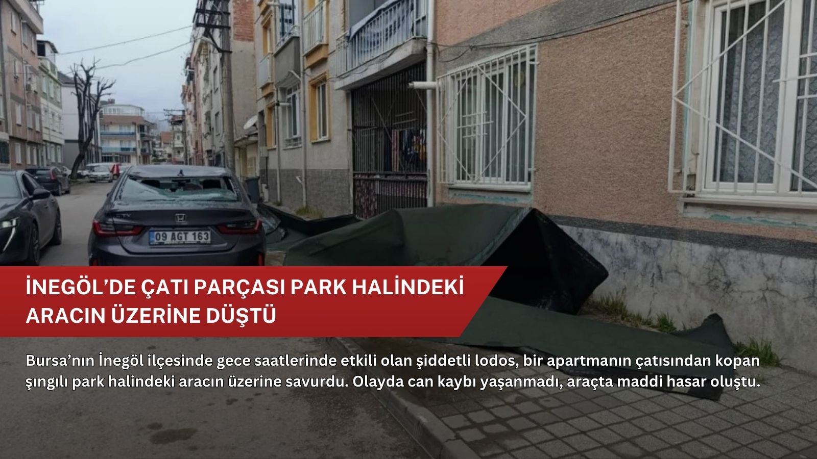 İnegöl’de atı parçası park halindeki aracın üzerine düştü