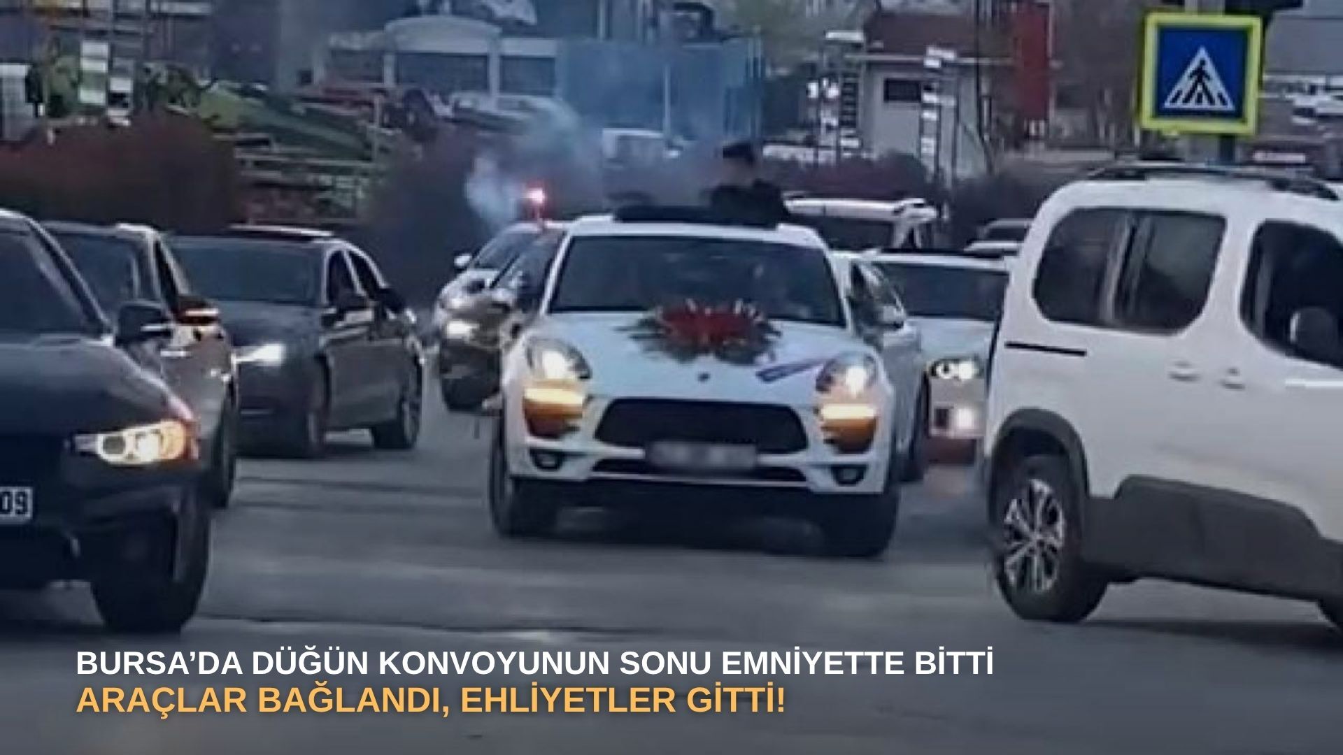 Bursa’da düğün konvoyunun sonu emniyette bitti: Araçlar bağlandı, ehliyetler gitti!
