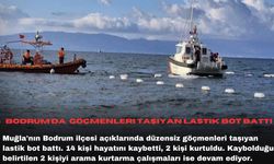 Bodrum'da  göçmenleri taşıyan lastik bot battı