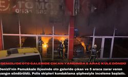 Denizli'de oto galeride çıkan yangında 5 araç küle döndü