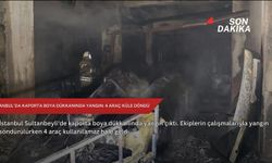 İstanbul'da kaporta boya dükkanında yangın: 4 araç küle döndü