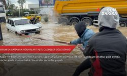 Bodrum'da sağanak: Rögarlar taştı, caddeler göle döndü