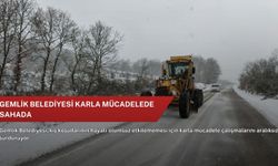 Gemlik Belediyesi karla mücadelede sahada