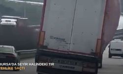 Bursa’da seyir halindeki tır tehlike saçtı