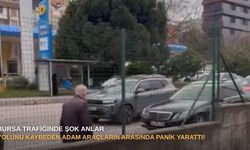 Bursa trafiğinde şok anlar: Yolunu kaybeden adam araçların arasında panik yarattı!
