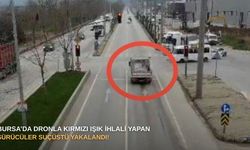 Bursa’da dronla kırmızı ışık ihlali yapan sürücüler suçüstü yakalandı!