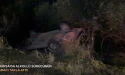 Bursa’da alkollü sürücünün aracı takla attı!