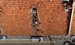 Bursa’da şaşkınlık yaratan olay! Çürük baca park halindeki aracın üzerine çöktü