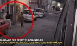 Bursa'da pes dedirten görüntüler: Sokak ortasında doğal gaz kutusunu yumrukladı!