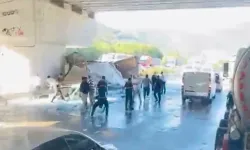 Bursa’da korkunç anlar! Hızlı tren köprüsü ayağına çarpan tır hurdaya döndü