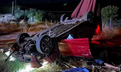 Bursa'da gece yarısı dehşeti! Şarampole yuvarlanan otomobil ters döndü