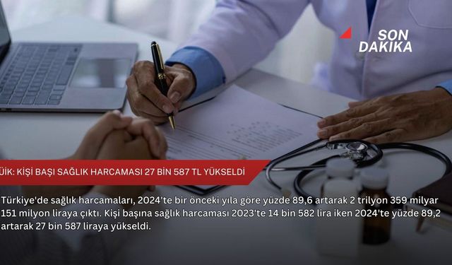 TÜİK: Kişi başı sağlık harcaması 27 bin 587 TL yükseldi