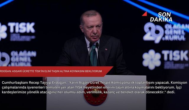 Erdoğan: Asgari ücrette TİSK’in elini taşın altına koymasını bekliyorum