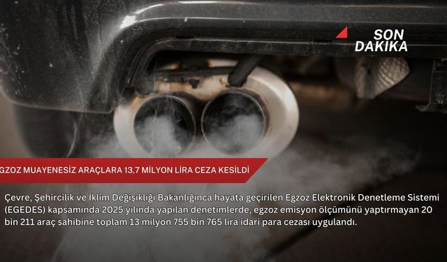 Egzoz muayenesiz araçlara 13,7 milyon lira ceza kesildi