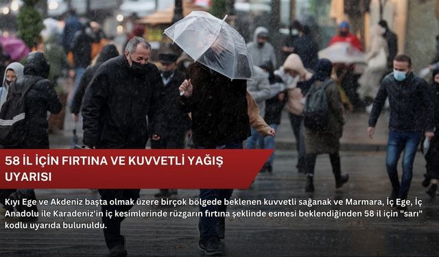 58 il için fırtına ve kuvvetli yağış uyarısı