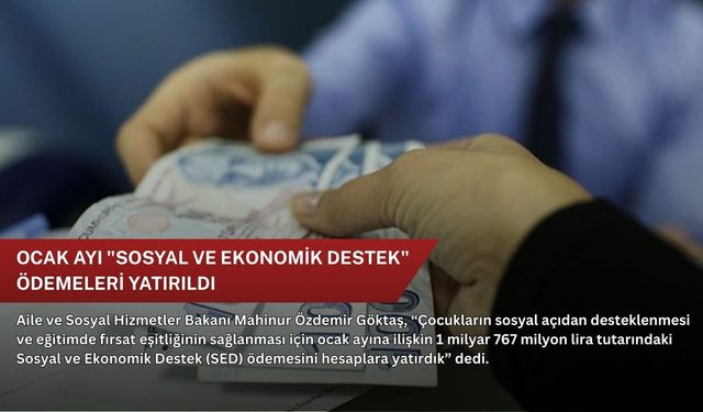Ocak ayı "Sosyal ve Ekonomik Destek" ödemeleri yatırıldı