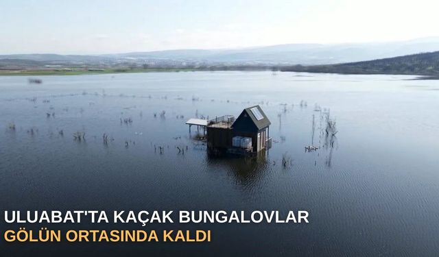 Uluabat'ta kaçak bungalovlar gölün ortasında kaldı