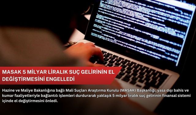 MASAK 5 milyar liralık suç gelirinin el değiştirmesini engelledi