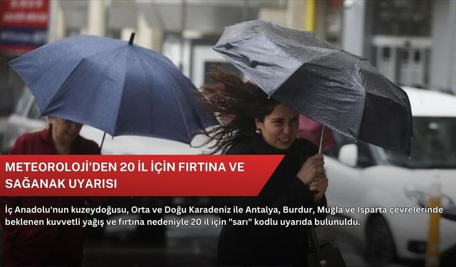 Meteoroloji'den 20 il için fırtına ve sağanak uyarısı