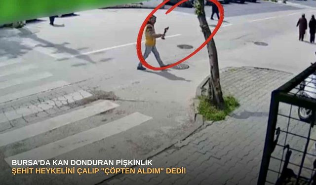 Bursa'da kan donduran pişkinlik: Şehit heykelini çalıp "çöpten aldım" dedi!