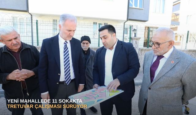 Yeni Mahallede 11 sokakta tretuvar çalışması sürüyor