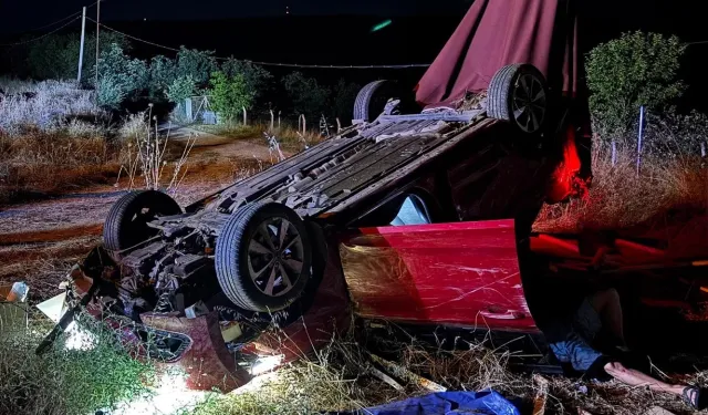 Bursa'da gece yarısı dehşeti! Şarampole yuvarlanan otomobil ters döndü