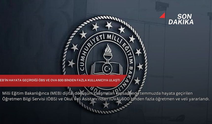 MEB'in hayata geçirdiği ÖBS ve OVA 600 binden fazla kullanıcıya ulaştı