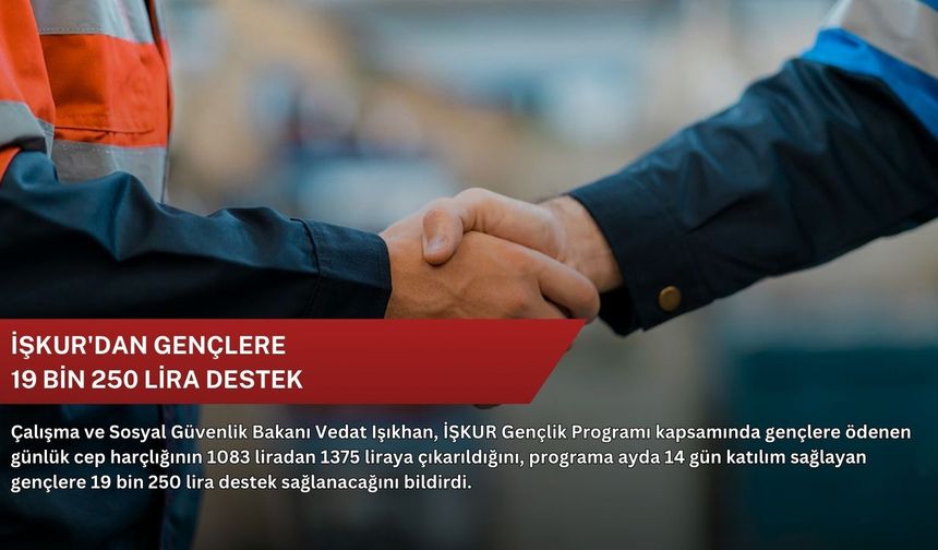 İŞKUR'dan gençlere 19 bin 250 lira destek