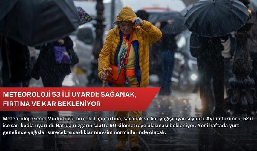 Meteoroloji 53 ili uyardı: Sağanak, fırtına ve kar bekleniyor