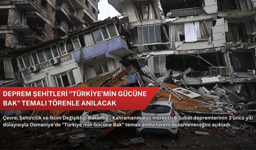 Deprem şehitleri "Türkiye'min Gücüne Bak" temalı törenle anılacak