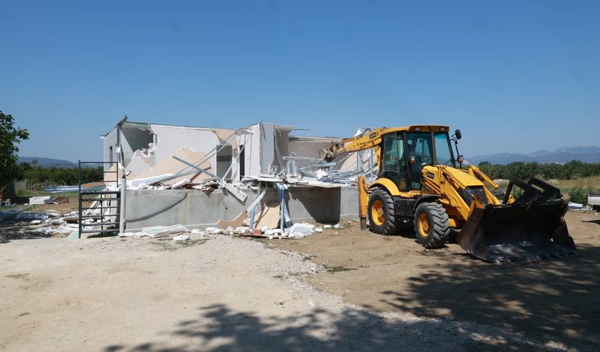 Bursa Ovası’nda 90 metrekarelik kaçak yapı yıkıldı! Bodrumdan minik dostlar çıktı